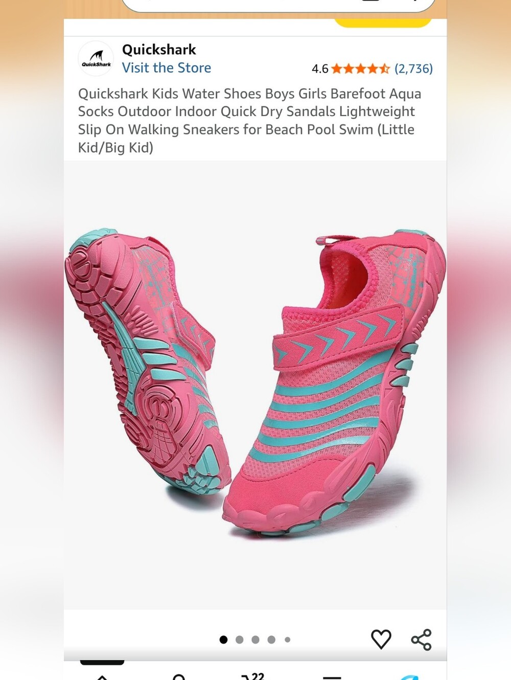 Amazon Kids Water Shoes - Pink with Aqua Accents